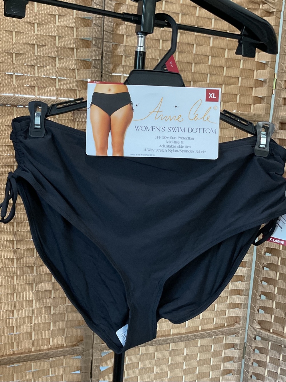 Anne Cole Black Women's Swim Bikini Bottoms